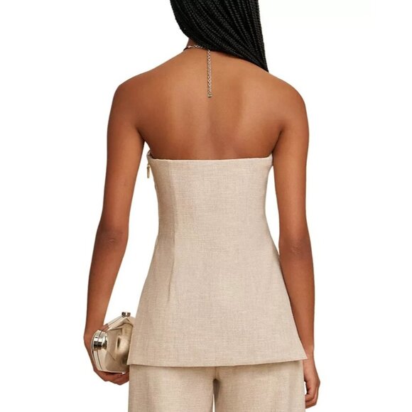 Cult Gaia Rhett Flared Strapless Top Women's Size 12 Beach Beige Nude Bandeau - Picture 3 of 3